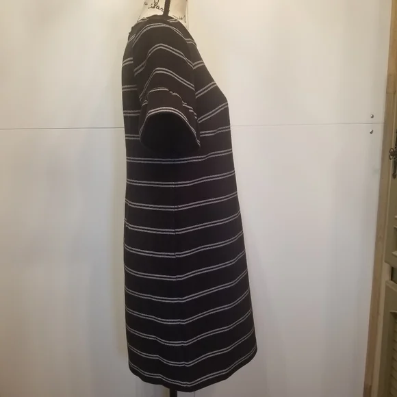 Ann Taylor LOFT Flutter Sleeve Striped Shift Dress - Picture 4 of 9